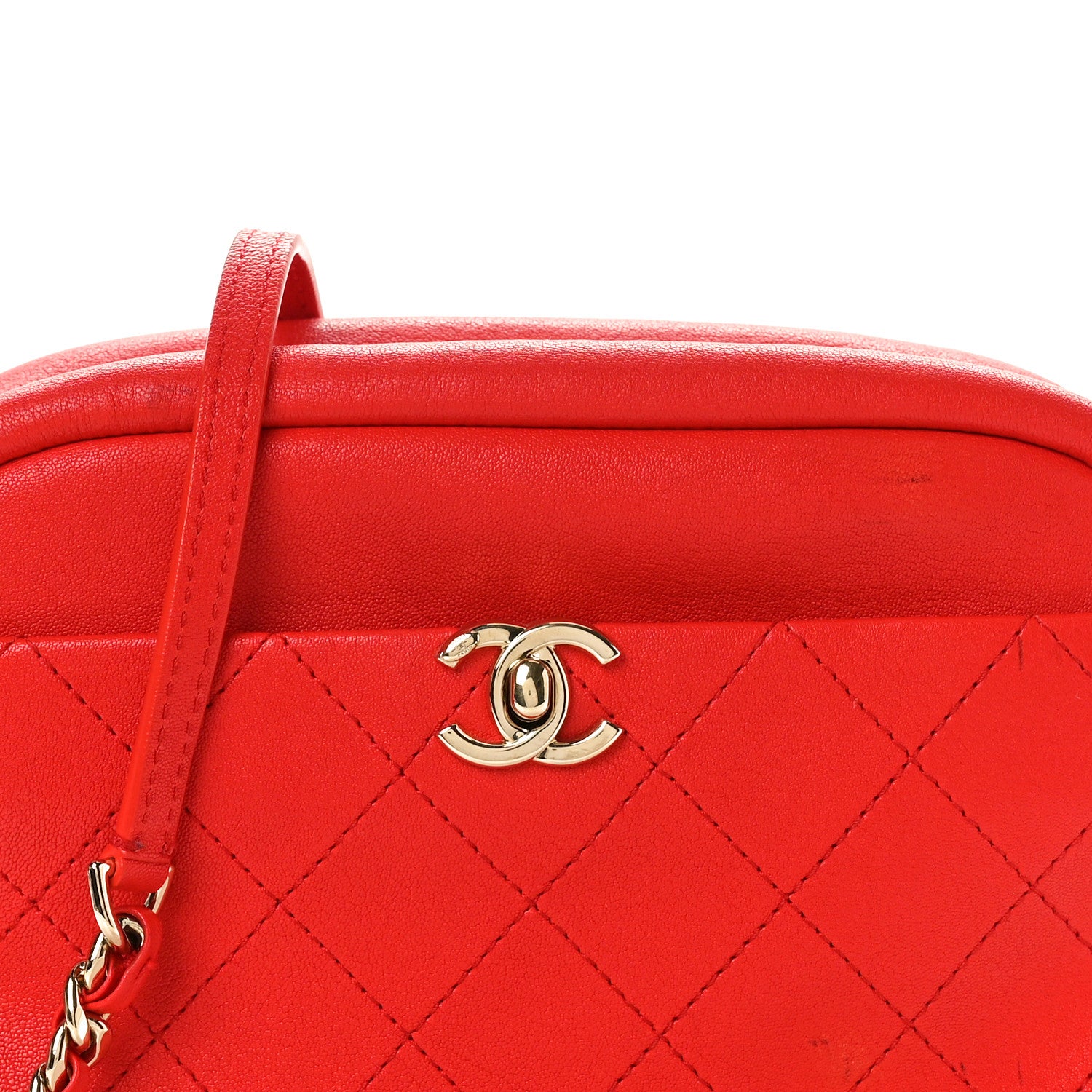Chanel Goatskin Quilted Large Casual Trip Camera Case Bag Red 8 of 10