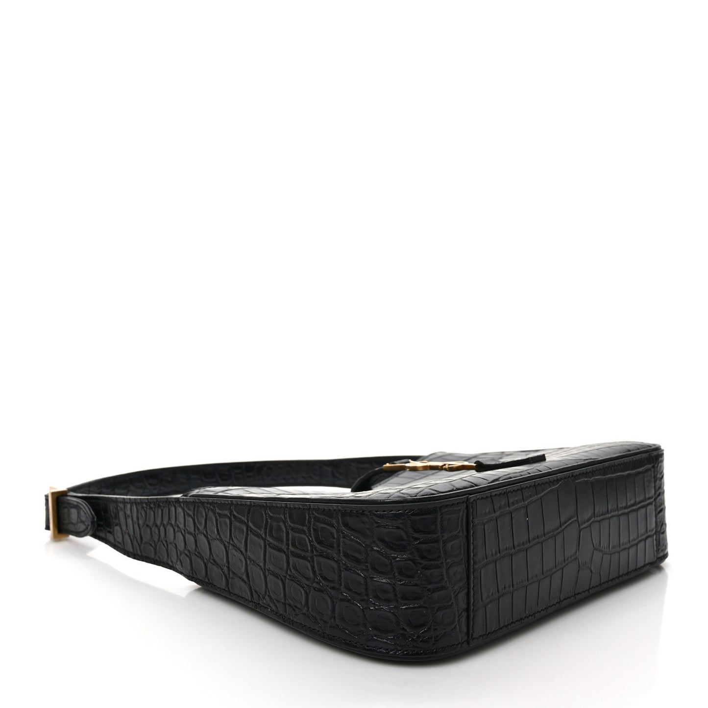 Calfskin Crocodile Embossed Le 5 A 7 Hobo Black