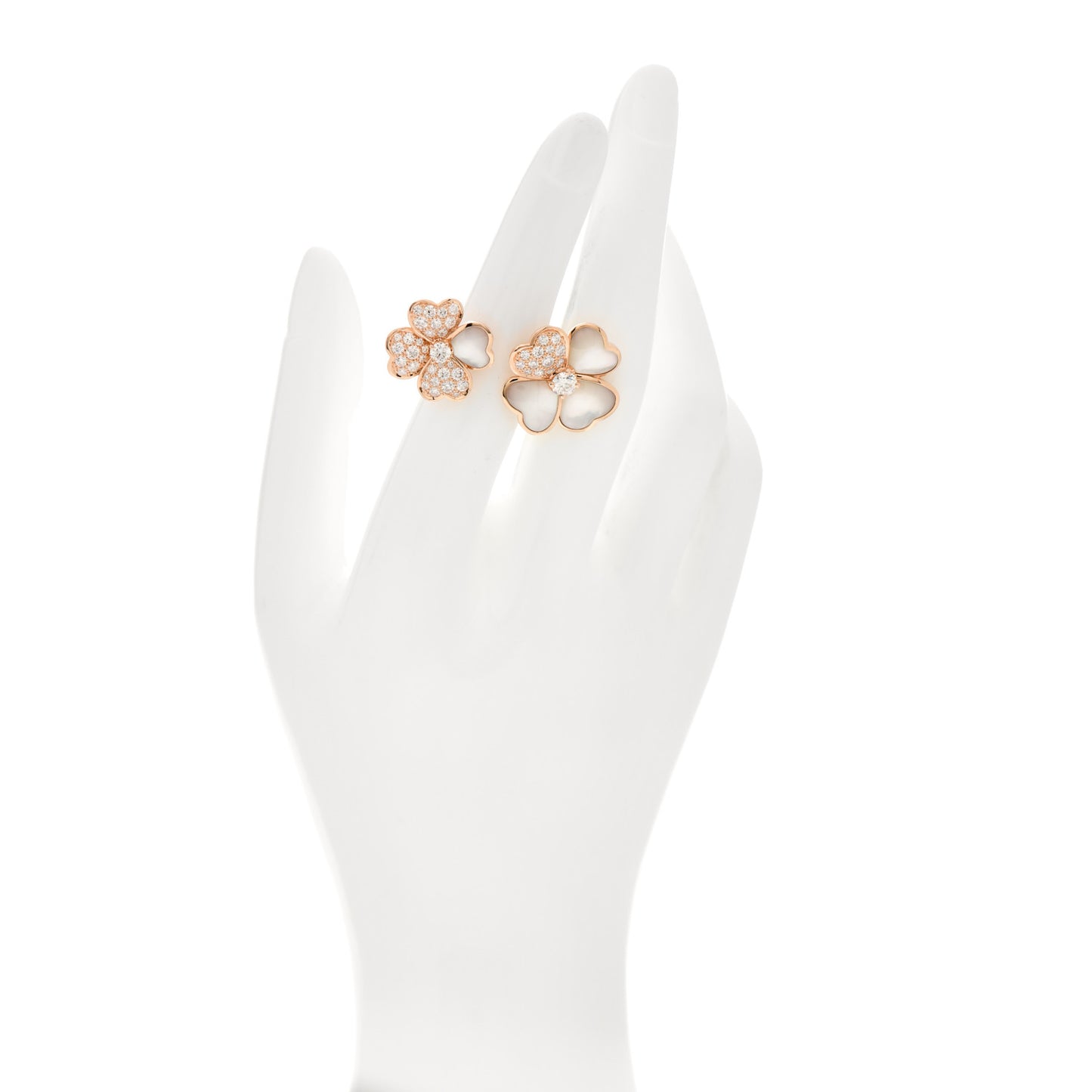 18K Rose Gold Diamond Mother of Pearl Cosmos Between The Finger Ring 52 6