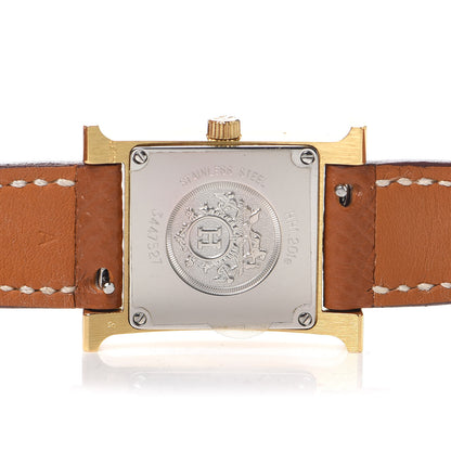 Hermes Stainless Steel Epsom 21mm Heure H Hour Quartz Watch Gold 3 of 6