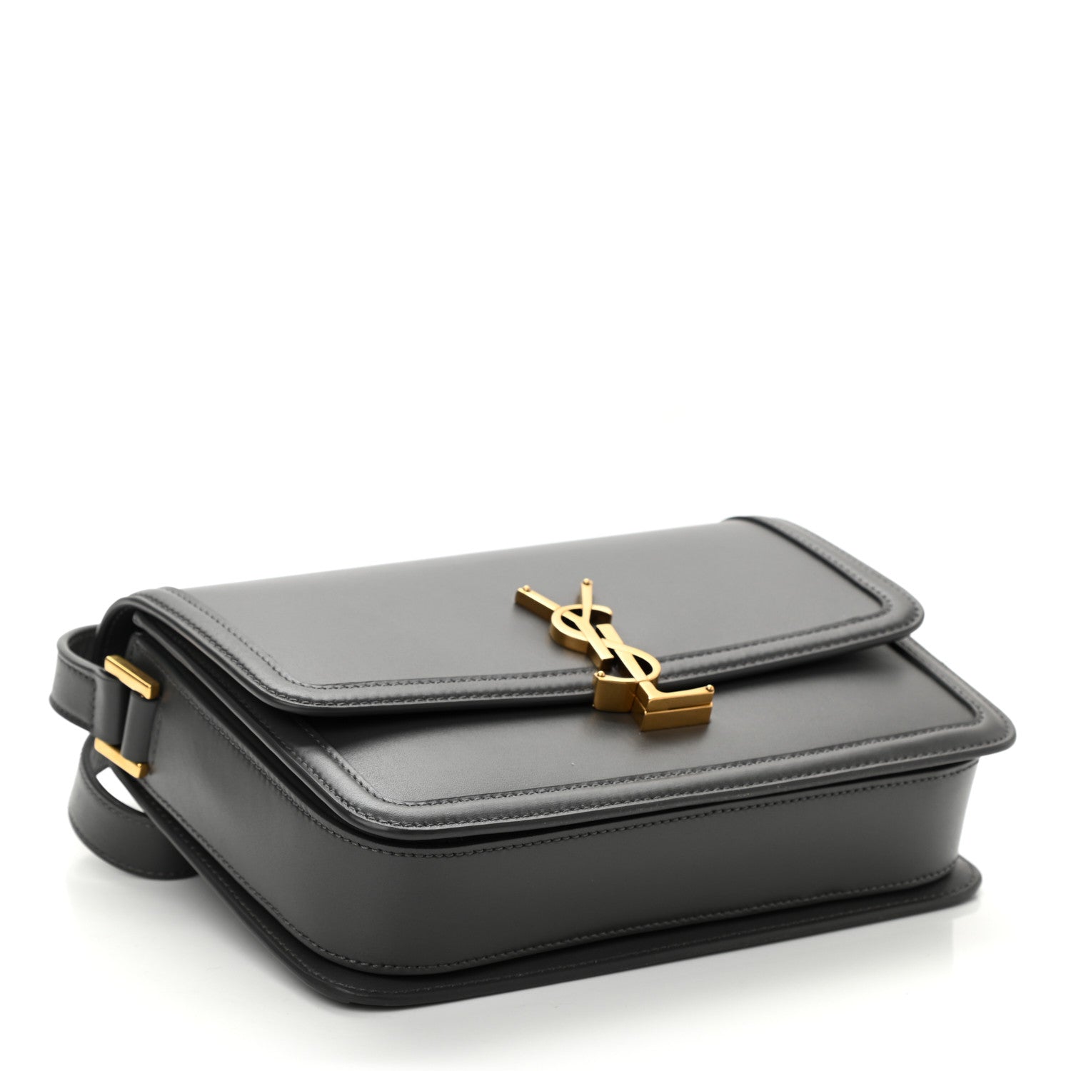 Saint Laurent Box Calfskin Monogram Medium Solferino Satchel Storm 3 of 7