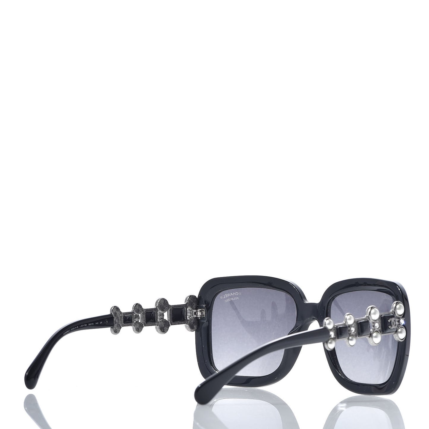 Pearl Crystal Bijoux Polarized Sunglasses 5335-B-A Black