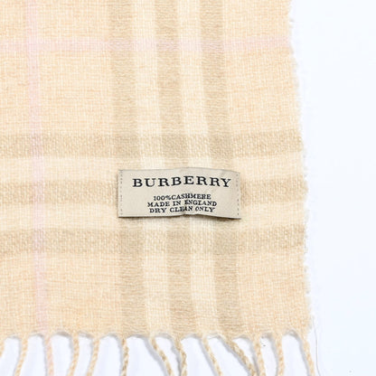 Burberry Cashmere Vintage Check Fringe Scarf Beige 3 of 3