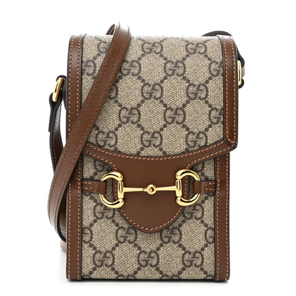 Gucci GG Supreme Monogram Mini Horsebit 1955 Crossbody Bag Beige Brown Sugar 1 of 12