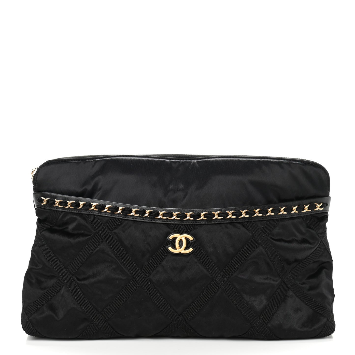 Nylon Grosgrain Large Lifestyle Pouch With Foldable Tote Black