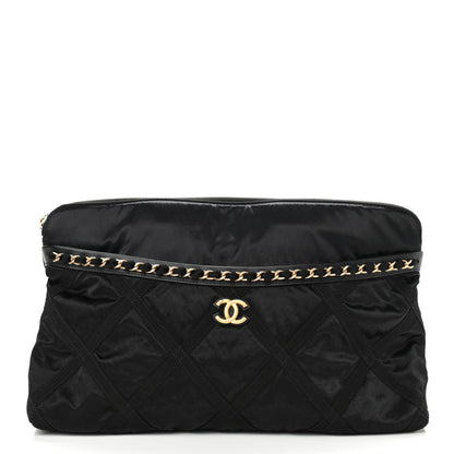 Chanel Nylon Grosgrain Large Lifestyle Pouch With Foldable Tote Black 3 of 12