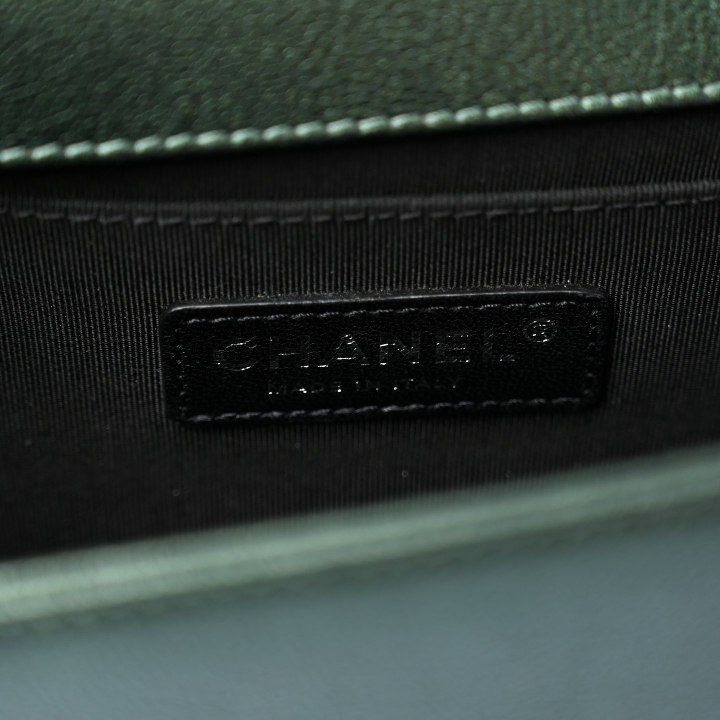 Iridescent Goatskin Quilted Medium Boy Flap Green
