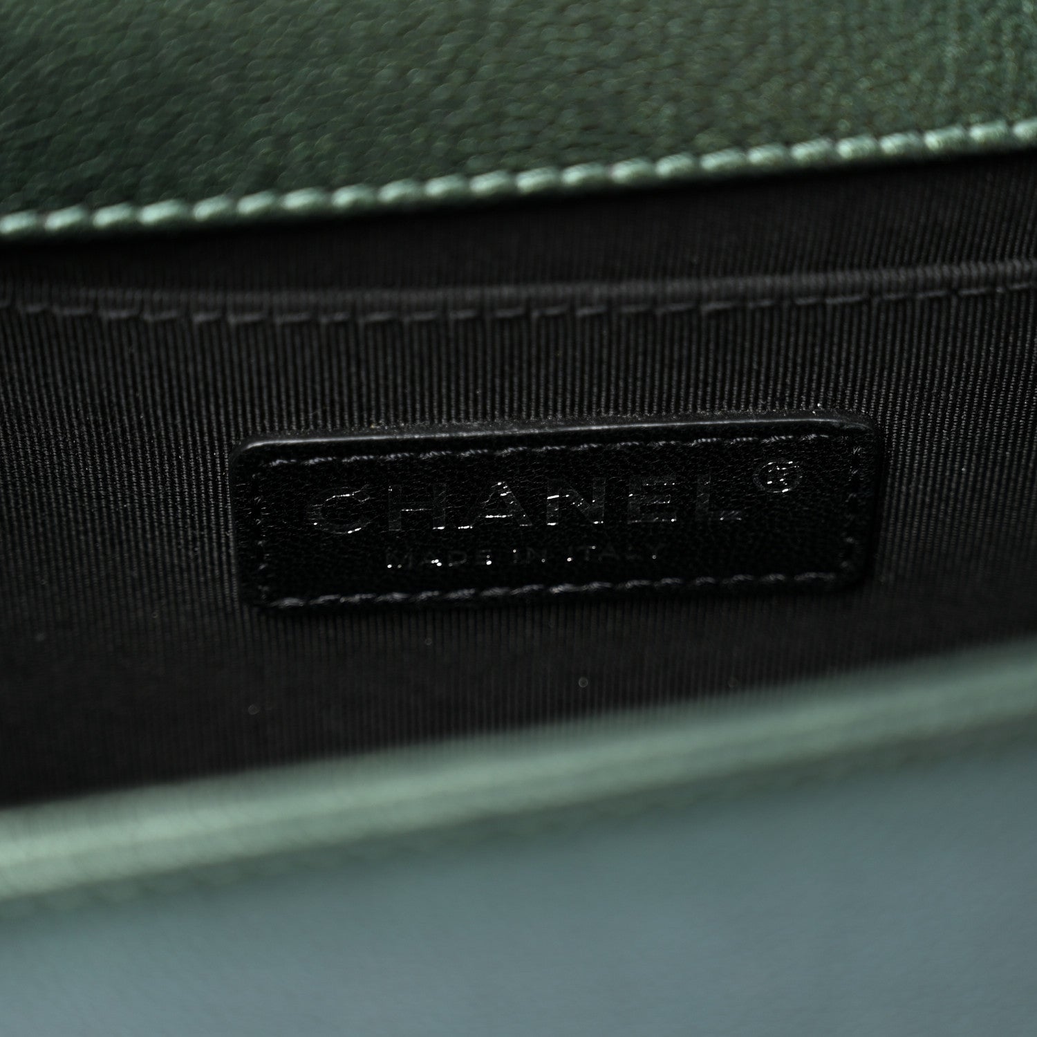 Chanel Iridescent Goatskin Quilted Medium Boy Flap Green 6 of 10