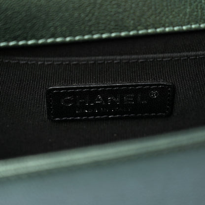 Chanel Iridescent Goatskin Quilted Medium Boy Flap Green 6 of 10