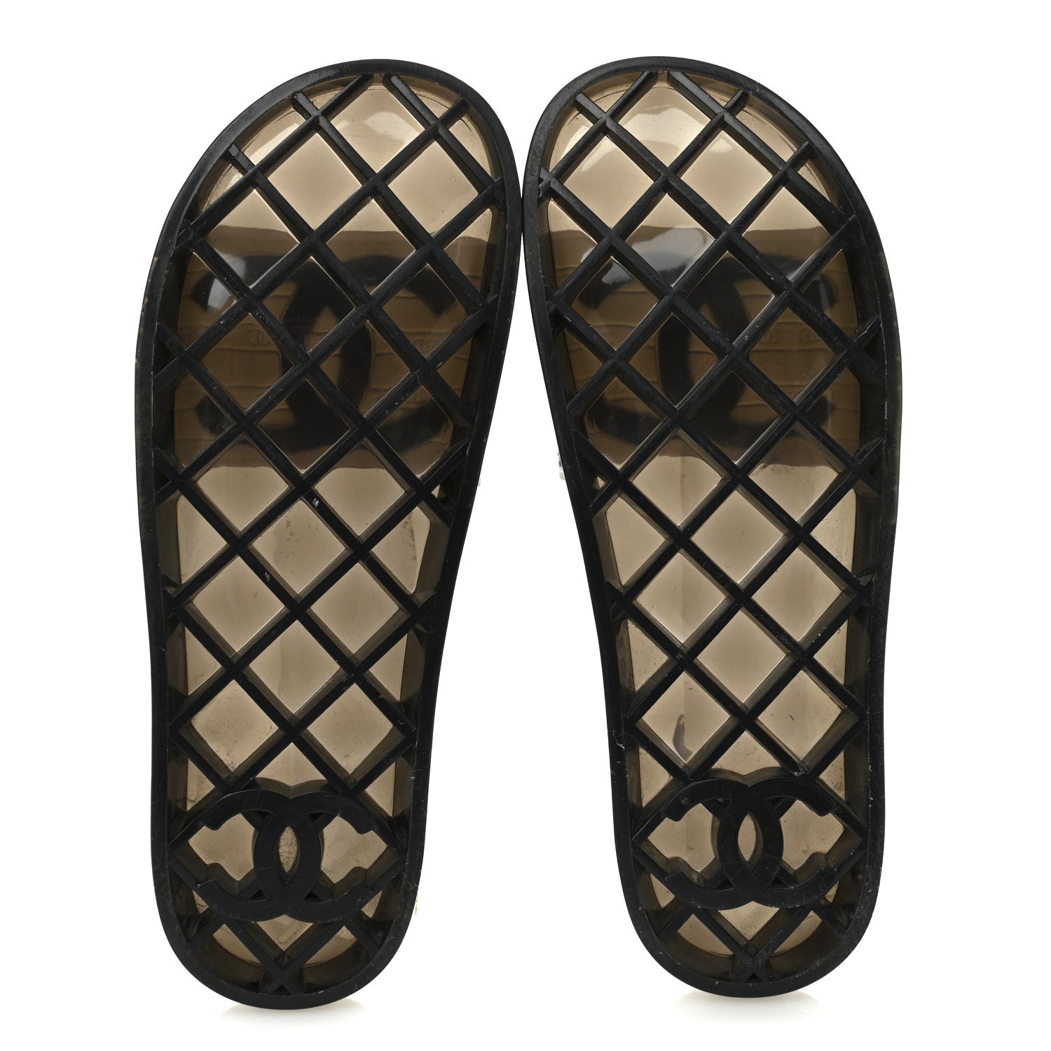 Chanel PVC Transparent CC Flat Slide Sandals 39 Black 6 of 8