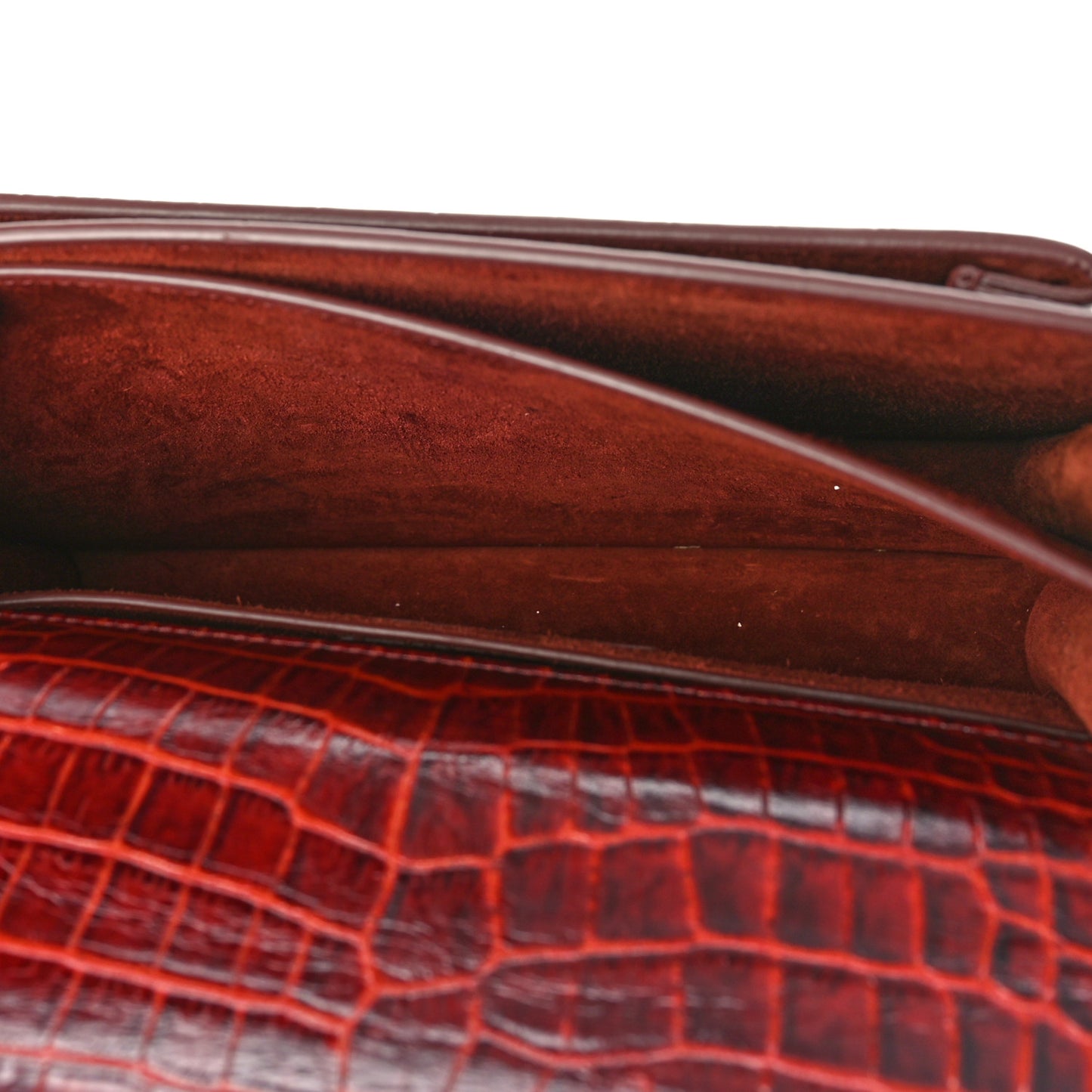 Calfskin Crocodile Embossed Medium Monogram Sunset Amber