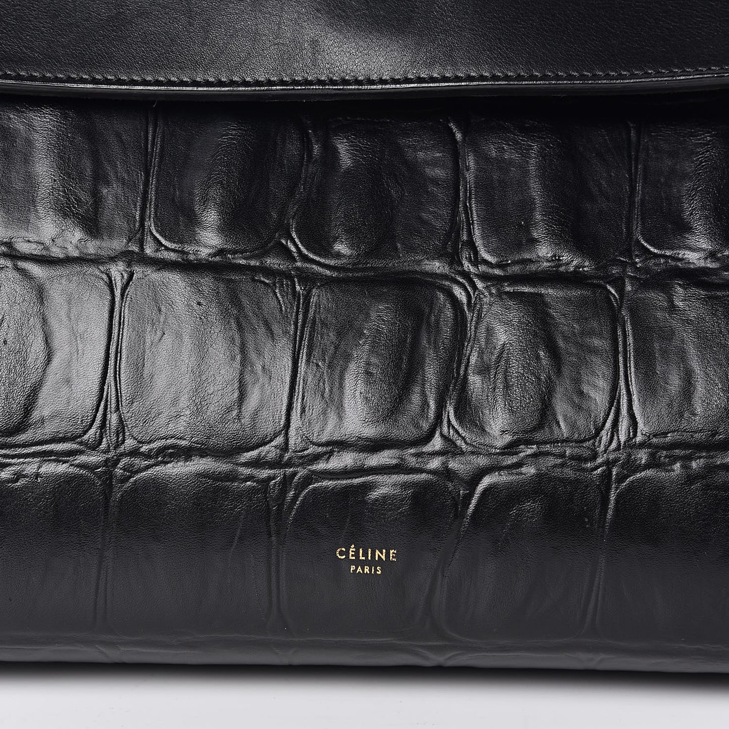 Calfskin Crocodile Embossed Small Belt Bag Black