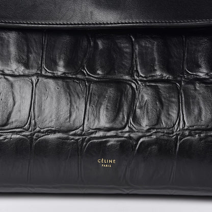 Celine Calfskin Crocodile Embossed Small Belt Bag Black 7 of 15