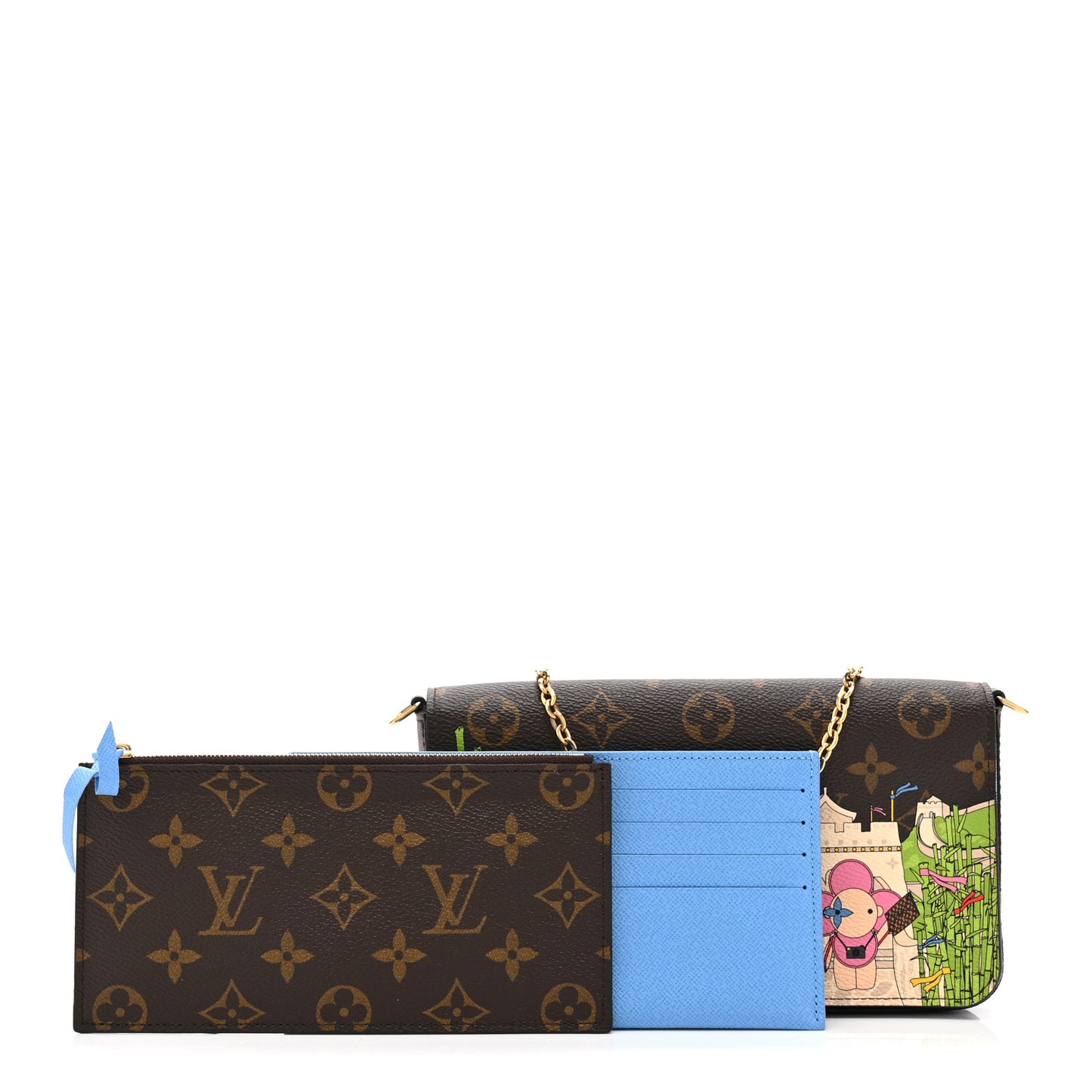 Monogram 2021 Christmas Animation China Wall Pochette Felicie Chain Wallet Blue