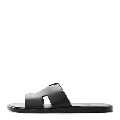 Hermes Calfskin Mens Izmir Sandals 42.5 Black 1 of 10
