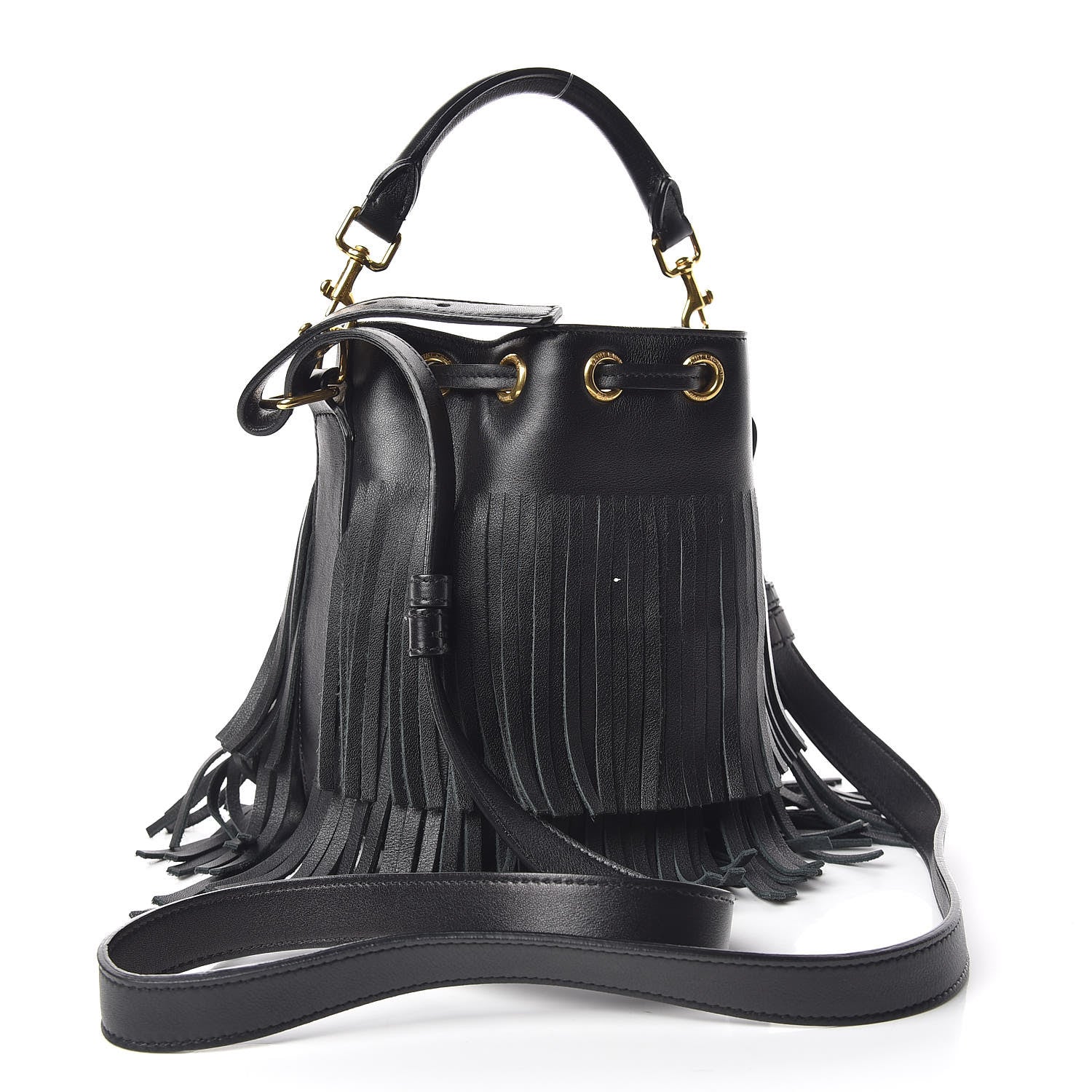 Saint Laurent Calfskin Small Emmanuelle Fringe Hobo Bag Black 3 of 9