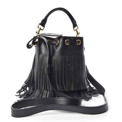 Saint Laurent Calfskin Small Emmanuelle Fringe Hobo Bag Black 3 of 9