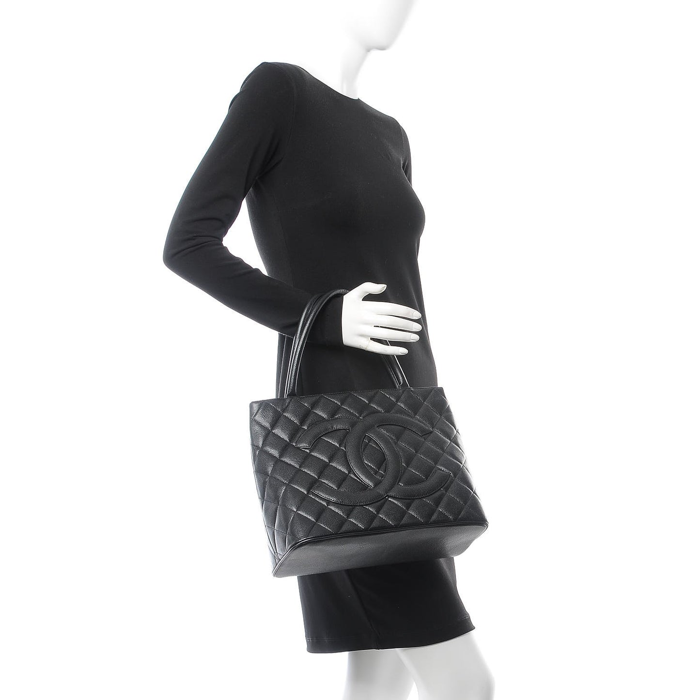 Caviar Quilted Medallion Tote Black