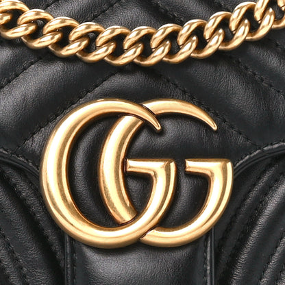 Gucci Calfskin Matelasse Small GG Marmont Shoulder Bag Black 9 of 11