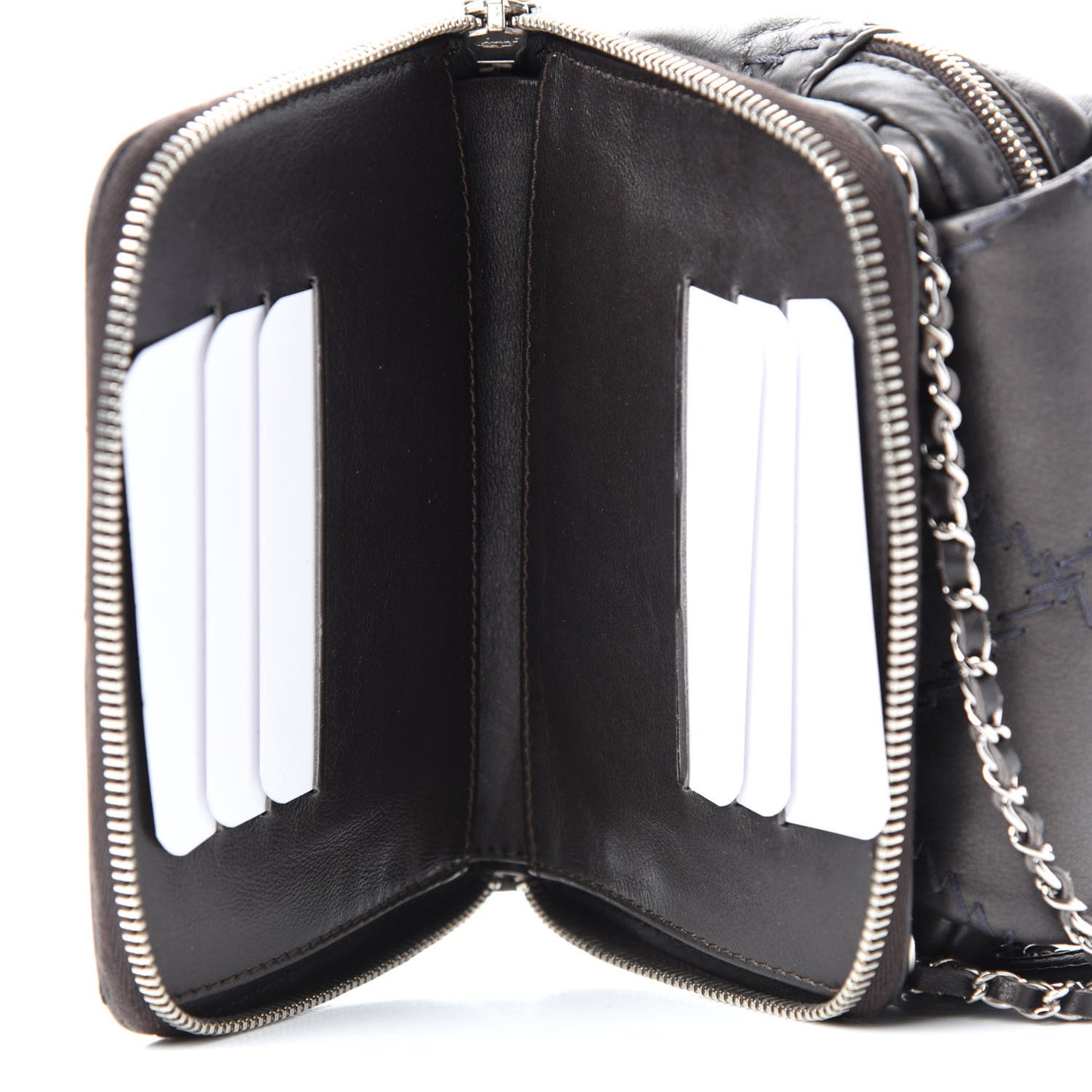 Metallic Lambskin Stitched New Mini Flap Grey