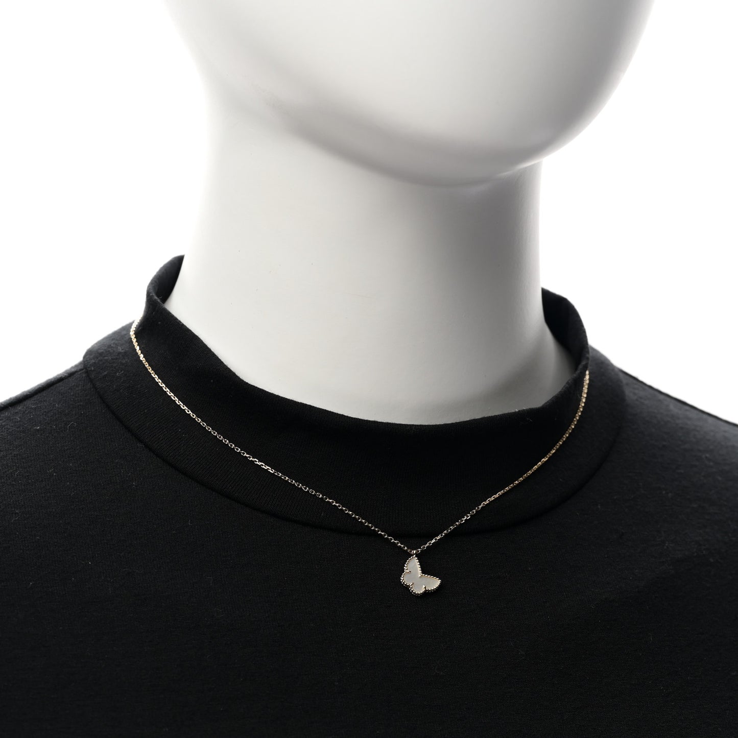 18K Yellow Gold Mother of Pearl Sweet Alhambra Butterfly Pendant Necklace