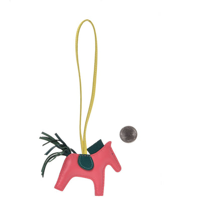 Hermes Milo Lambskin Grigri Rodeo Horse Bag Charm PM Rose Azalee Malachite Lime 2 of 5