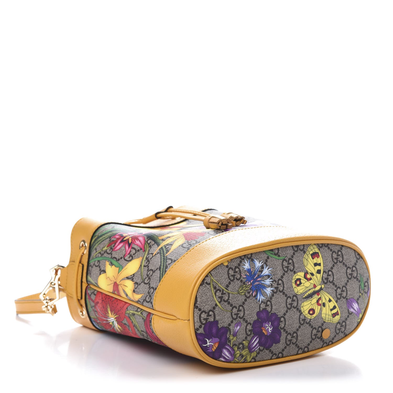 Gucci GG Supreme Monogram Flora Small Ophidia Bucket Bag Beige Multicolor Crop 4 of 11