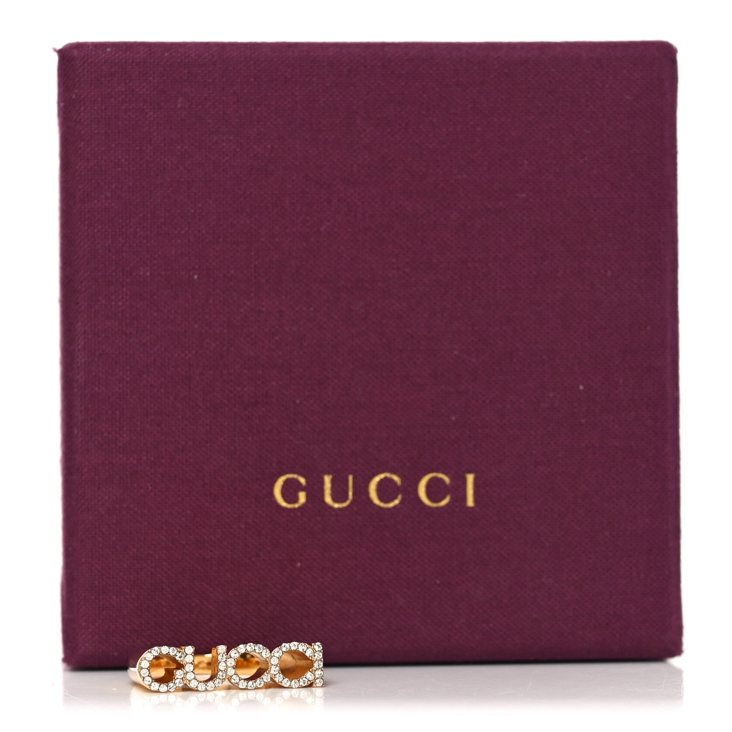Gucci Brass Crystal Logo Letter Ring S Gold 6 of 6