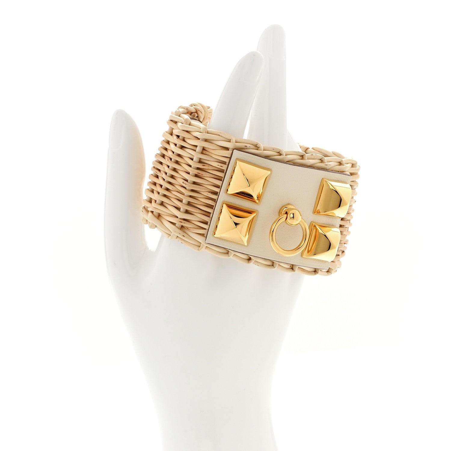 Hermes Wicker Swift Medor Picnic Cuff Bracelet T3 Nata 2 of 7