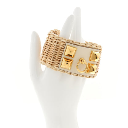 Hermes Wicker Swift Medor Picnic Cuff Bracelet T3 Nata 2 of 7