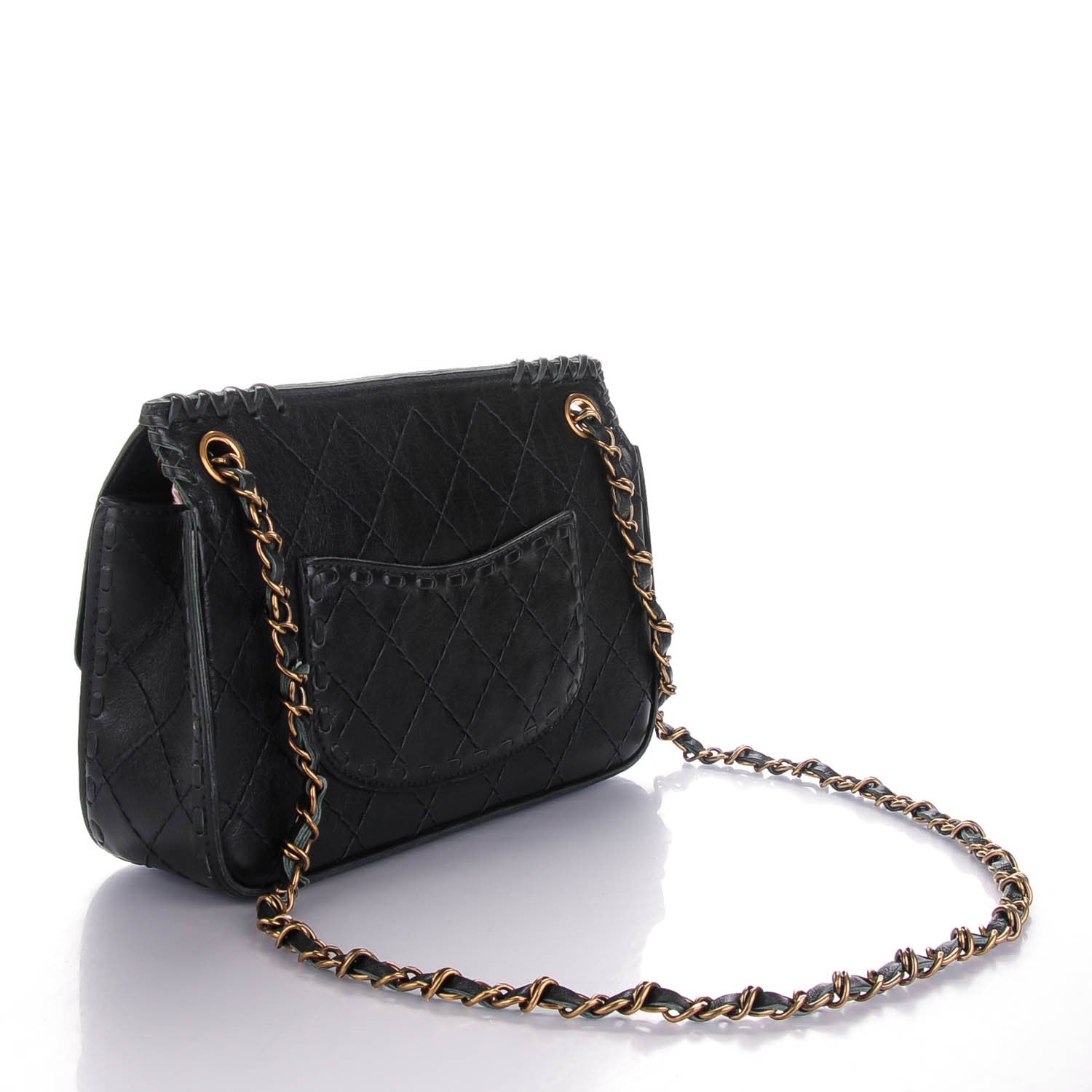 Chanel Calfskin Stitched Medium Vintage Flap Dark Green 3 of 8