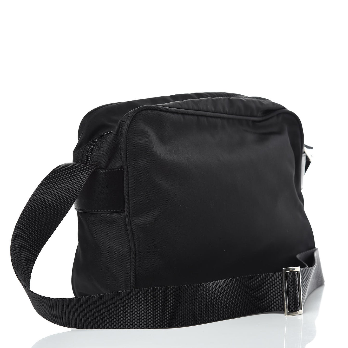 Nylon Flat Messenger Bag Black