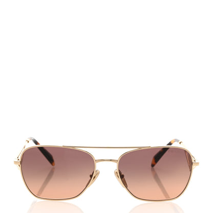 Prada Metal Symbole Triangle Logo Aviator Sunglasses SPR A50 Gold Tortoise Brown 2 of 9