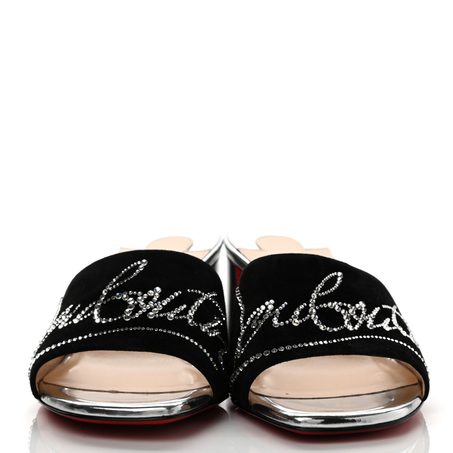 Christian Louboutin Veau Velours Specchio Dear Home 55 Slide Sandals 35.5 Black Crystal 2 of 9