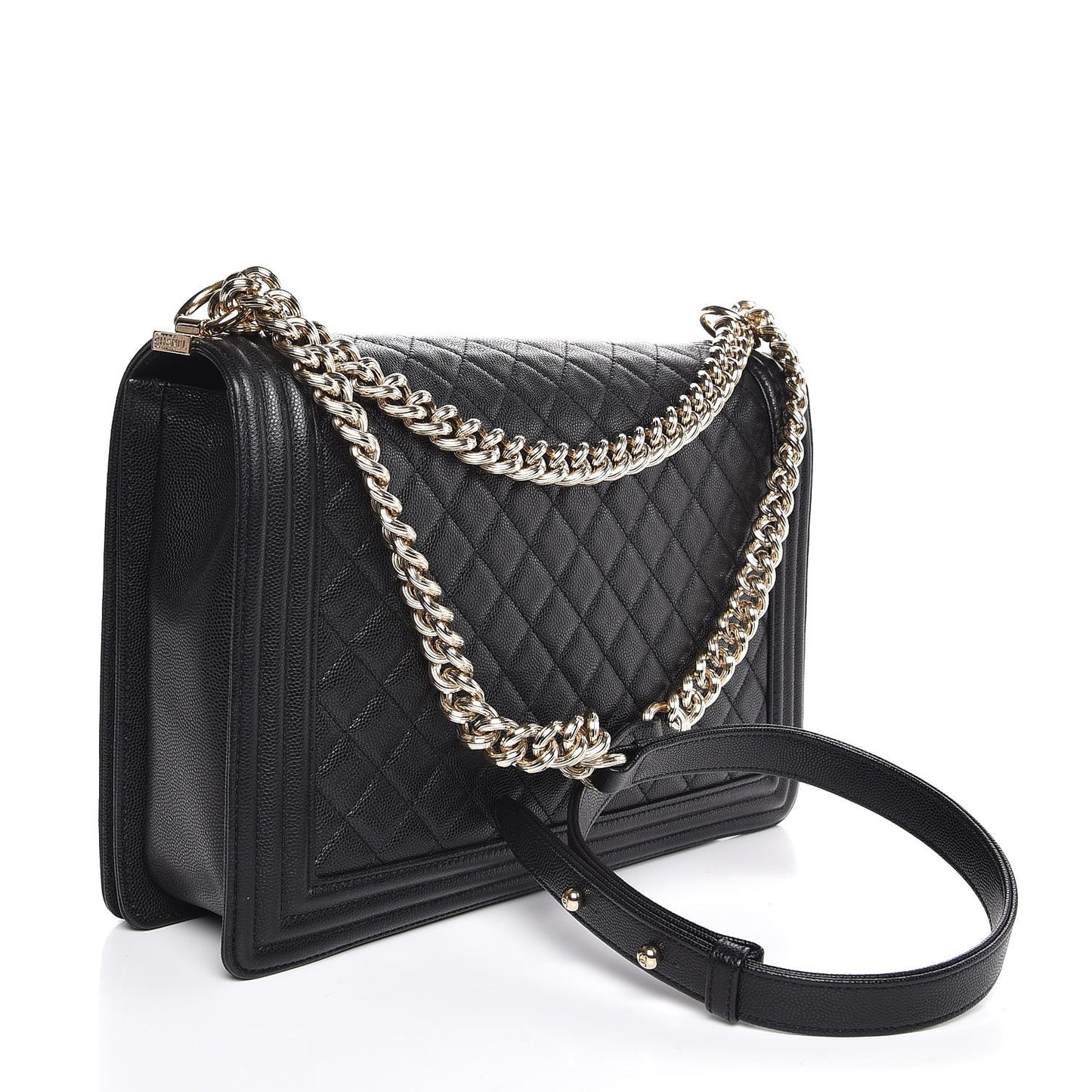 Caviar Quilted Large Boy Flap Black