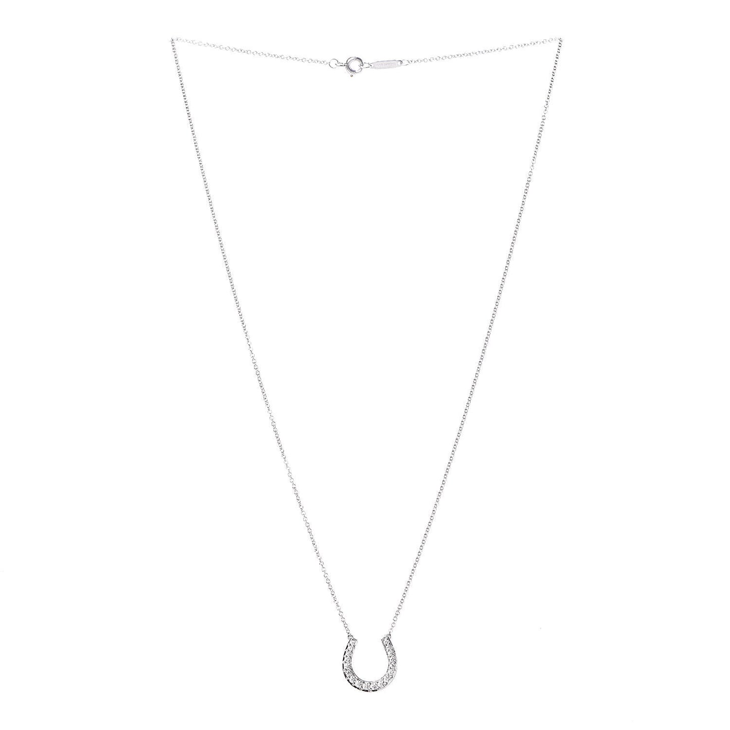 Platinum Diamond Horseshoe Pendant Necklace
