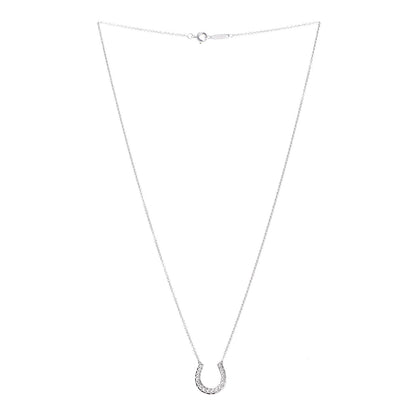 Tiffany Platinum Diamond Horseshoe Pendant Necklace 3 of 5