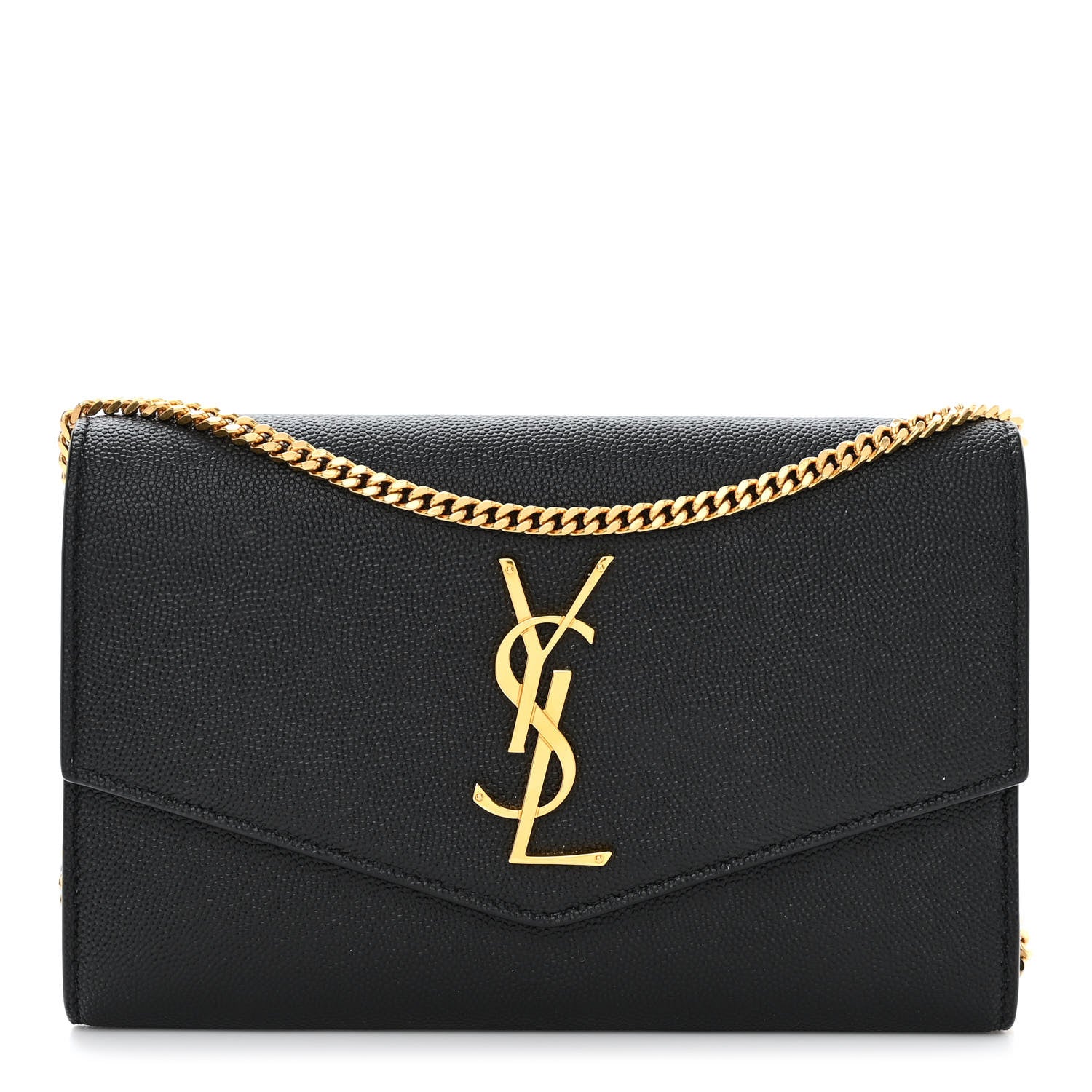 Saint Laurent Grain de Poudre Uptown Chain Wallet Black 3 of 14