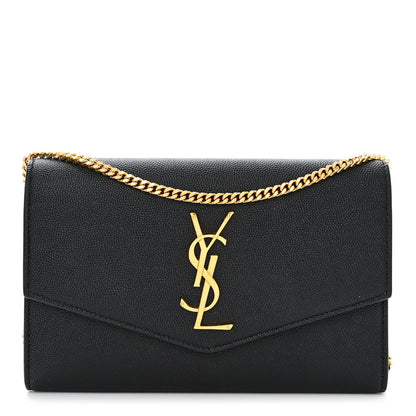 Saint Laurent Grain de Poudre Uptown Chain Wallet Black 3 of 14
