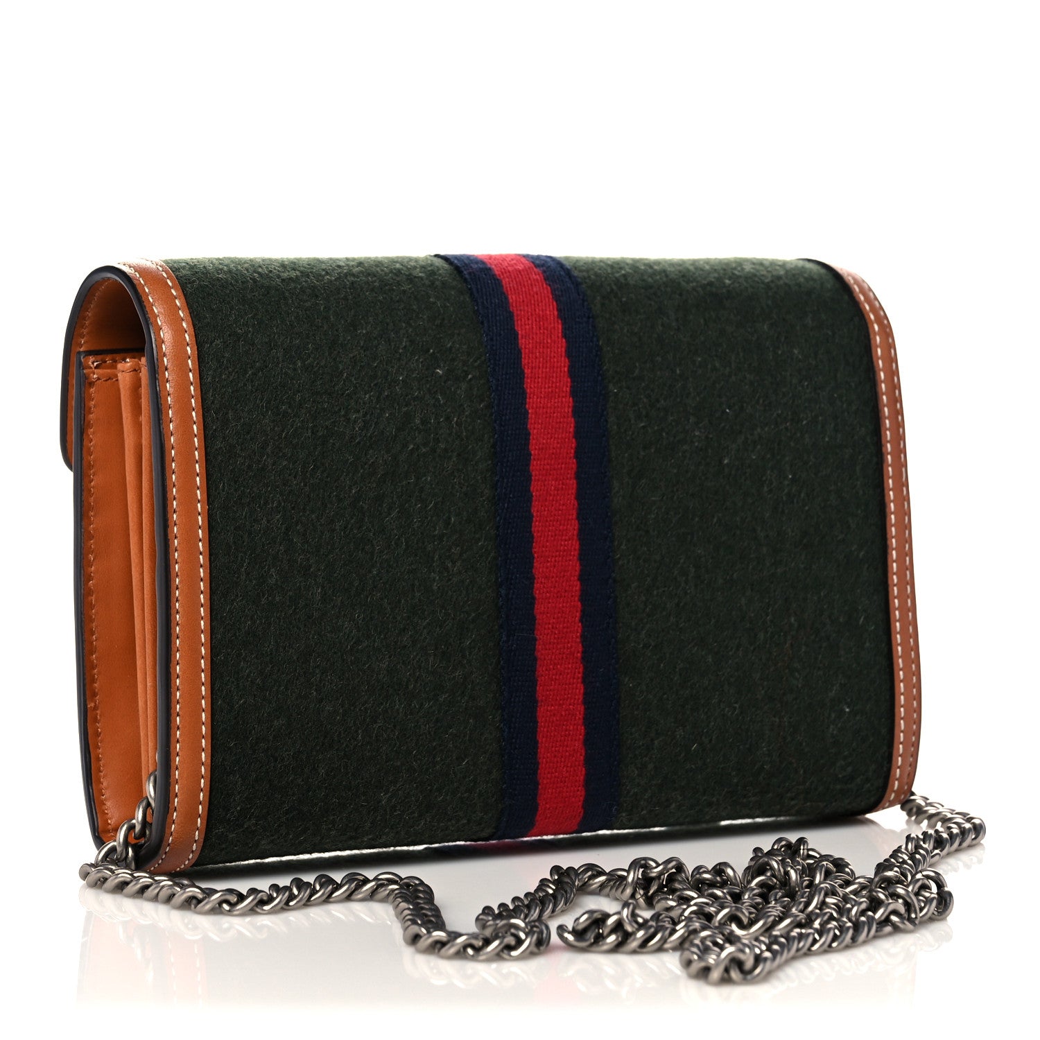 Gucci Loden Fabric Cuoio Harness Web Mini Dionysus Chain Wallet Underwood Harness Brown 3 of 11