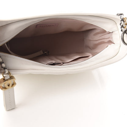Chanel Patent Goatskin Quilted Medium Gabrielle Hobo White 5 of 10