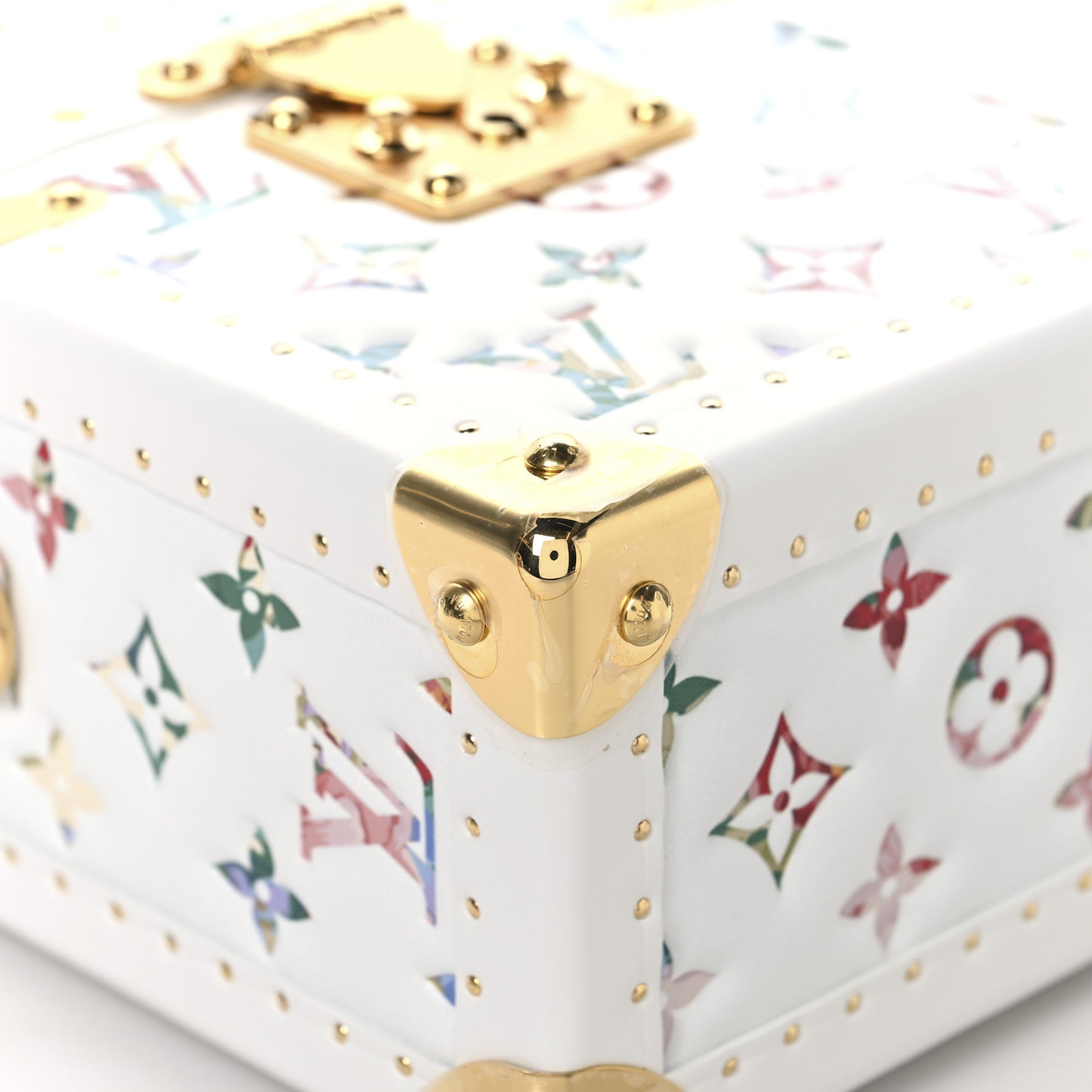 Lambskin Embossed Monogram LV Garden Camera Box White Multicolor