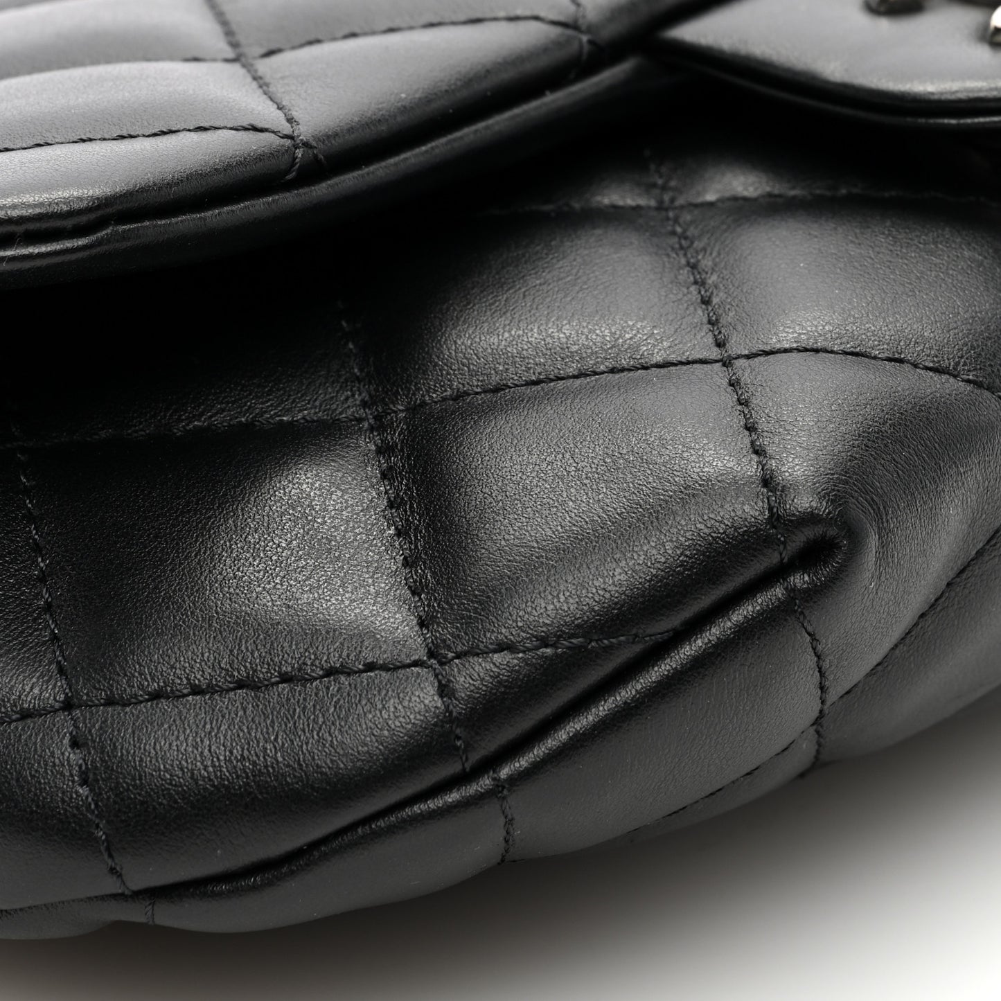 Calfskin Quilted CC Uniform Flap Belt Bag Black