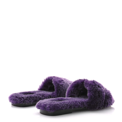 Hermes Woolskin Oran Sandals 37 Violet Fonce 5 of 8
