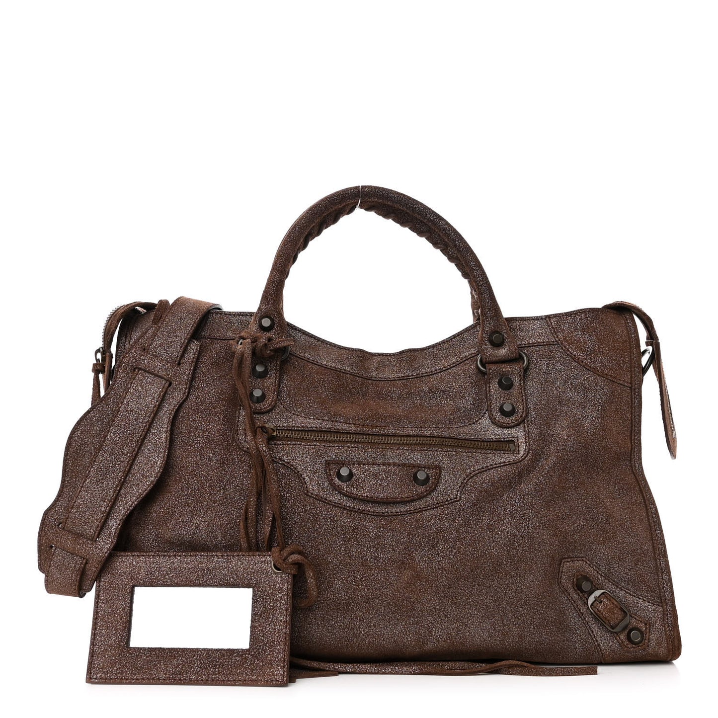 Metallic Craquele Calfskin Classic Hardware City Bronze