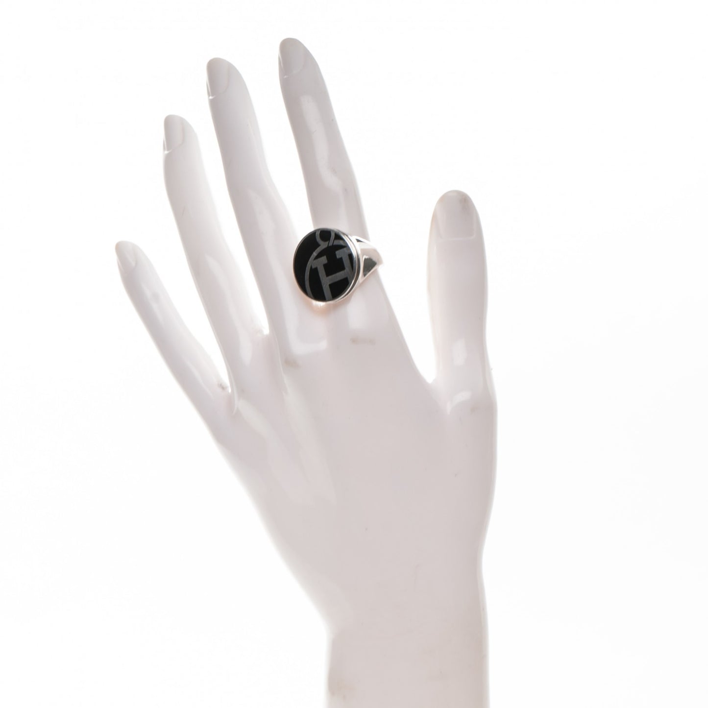 Sterling Silver Enamel Ring 52 6.25 Black