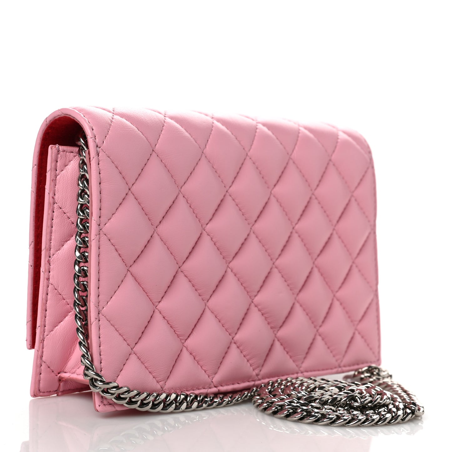 Calfskin Quilted Skull Small Chain Crossbody Bag Pink