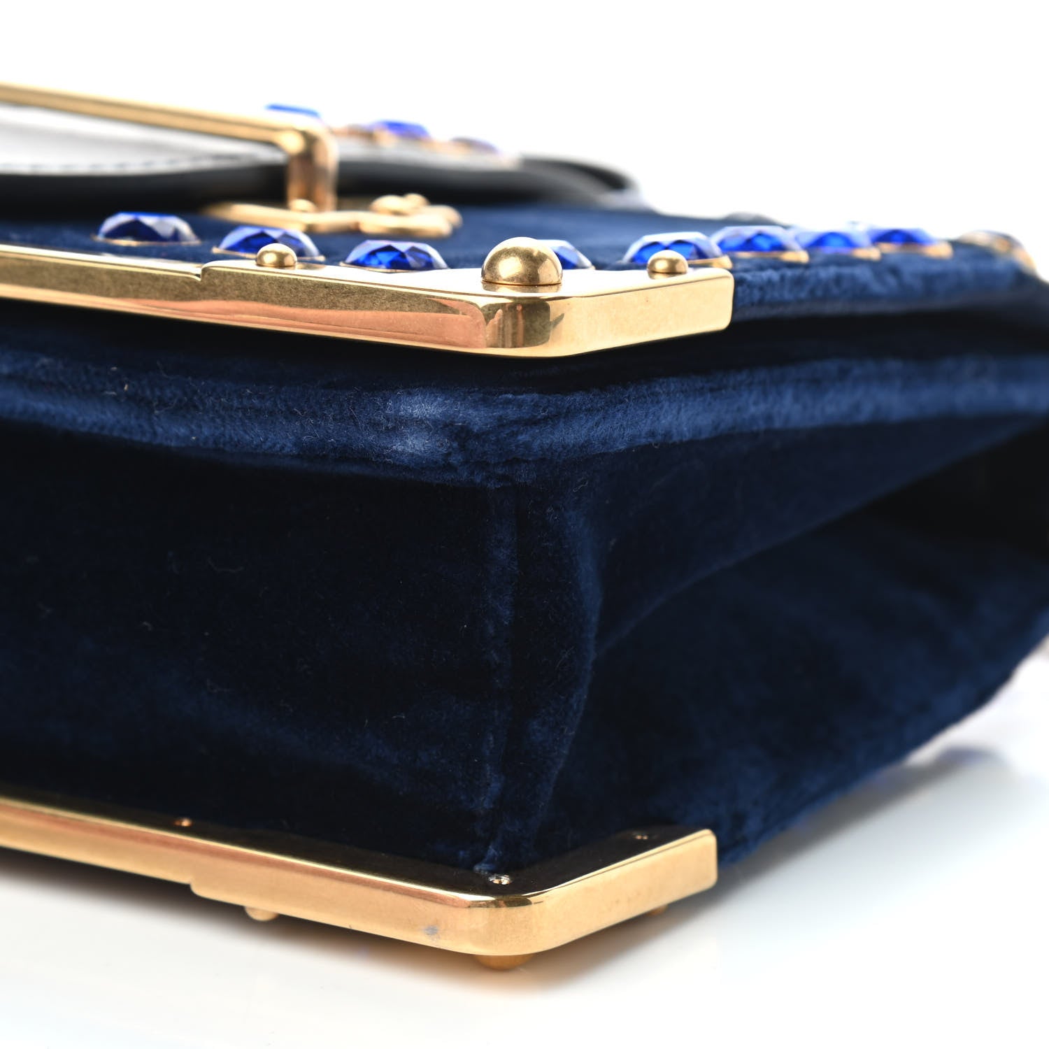 Prada Velvet City Calf Saffiano Crystal Cahier Shoulder Bag Zaffiro Black 8 of 8