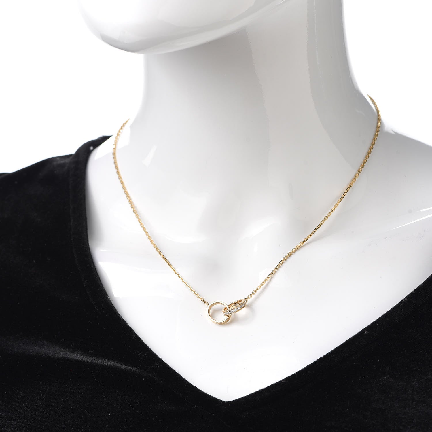 Cartier 18K Yellow Gold Diamond Interlocking LOVE Necklace 2 of 7