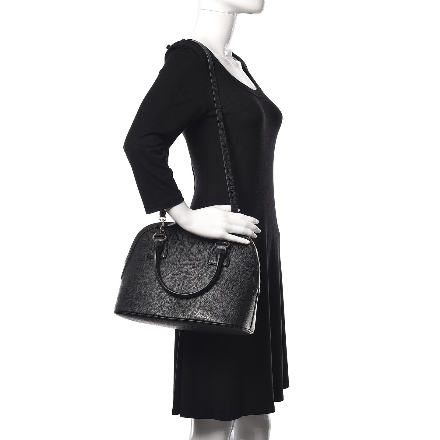 Dollar Calfskin Medium Dome Bag Black